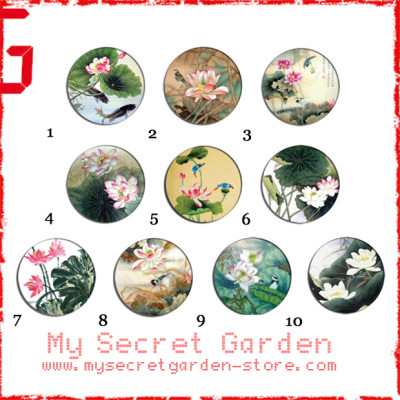 Chinese Painting - Lotus / Peony Flowers Art Pinback Button Badge Set 1a or 1b( or Hair Ties / 4.4 cm Badge / Magnet / Keychain Set ) Chinese Painting - Lotus / Peony Flowers Art Pinback Button Badge Set 1a or 1b( or Hair Ties / 4.4 cm Badge / Magnet / Keychain Set )